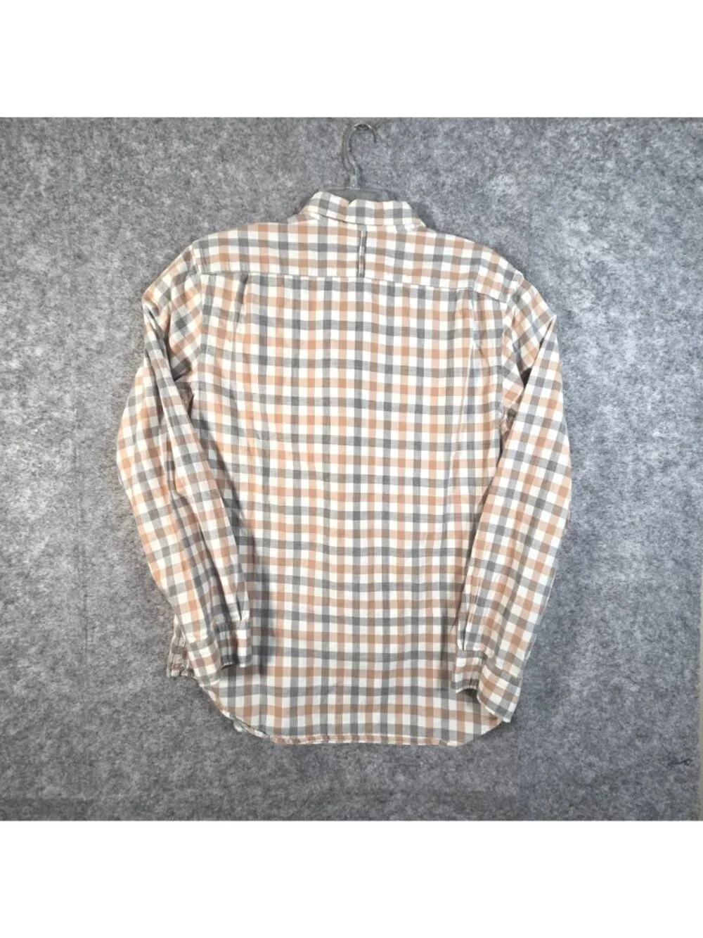 Banana Republic Men's Plaid Button-Down Shirt Orange Gray White L